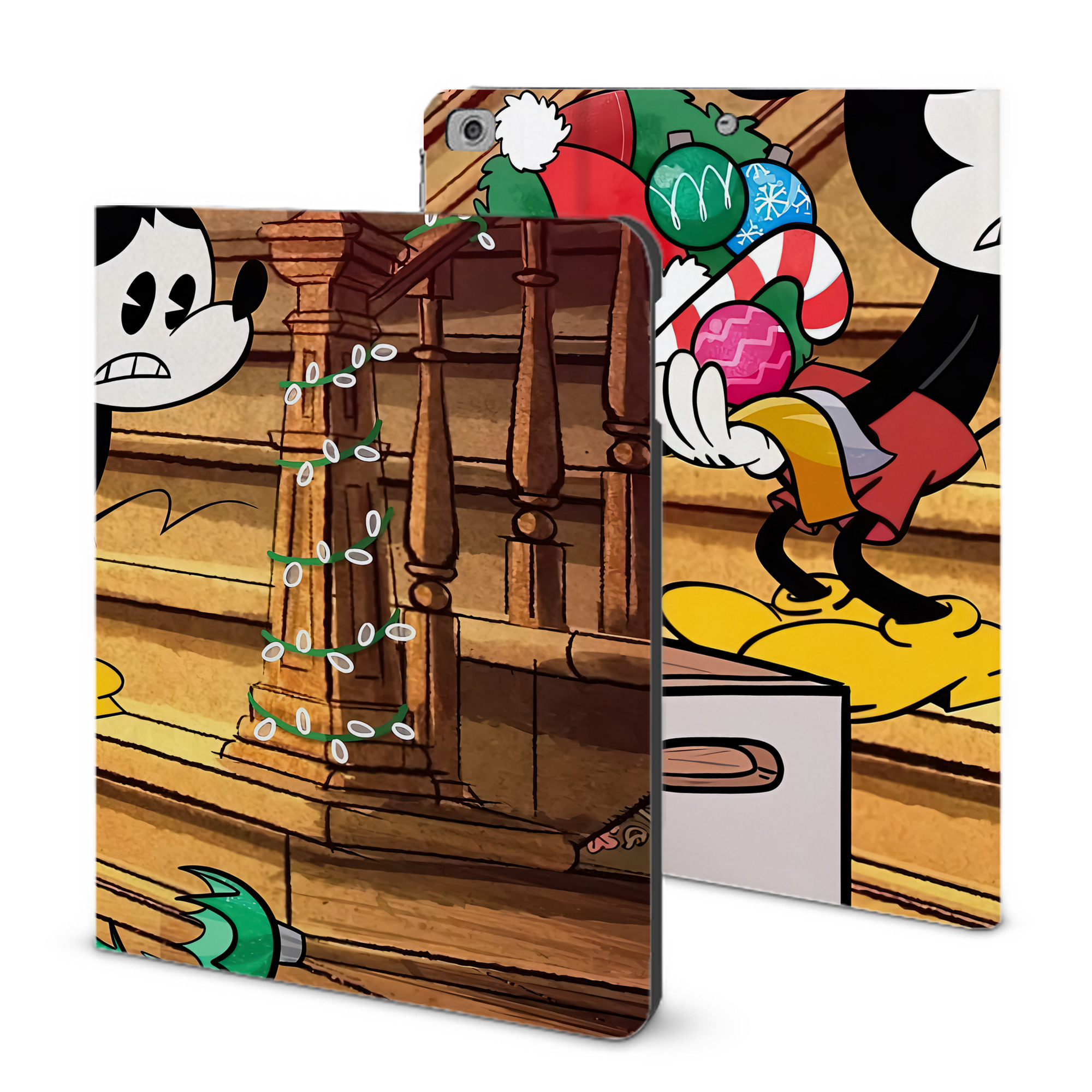 ミッキーマウス Mickey Mouse IPad ケース ブック型 PUレザー TPU 耐衝撃 軽量 薄型 ペン収納なし 全面保護 IPad 各モデル対応